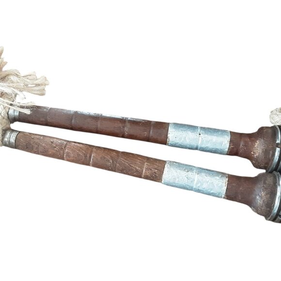 Antique 1930's 12 Panel Leather Medicine Ball & 2 Skipping Jump Ropes - Picture 4 of 10